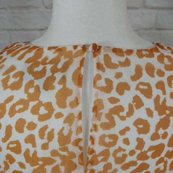 MA Sam Edelman Cream Leopard Cheetah Print Ruched Ruffled Sheath Dress 12 NWT - Picture 9 of 9